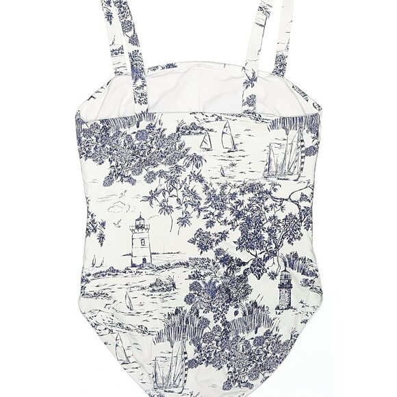 NWT VINEYARD VINES Square Neck One Piece Women's Bathing Suit Toile/Navy Size M - Picture 2 of 5